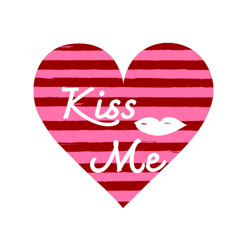 Kiss Me Pink Retro Stripe Illustration - Magnet by EZbie