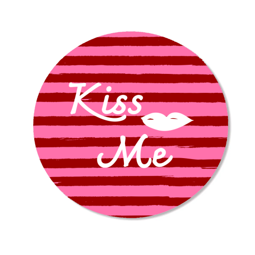 Kiss Me Pink Retro Stripe Illustration - Magnet by EZbie