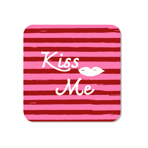 Kiss Me Pink Retro Stripe Illustration - Magnet by EZbie