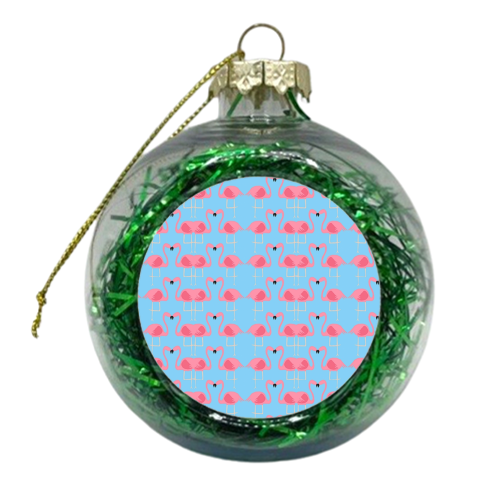 Kissing Flamingos - xmas bauble by Catriona Louise Kitching