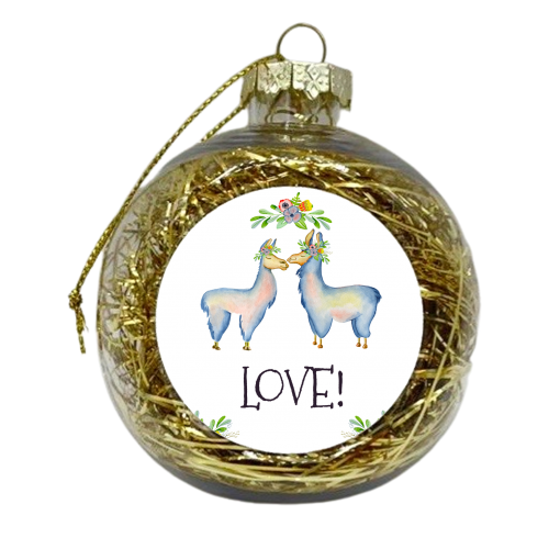 kissing llama - xmas bauble by Anastasios Konstantinidis