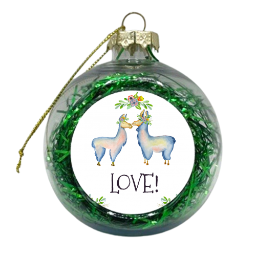 kissing llama - xmas bauble by Anastasios Konstantinidis