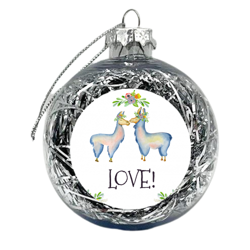 kissing llama - xmas bauble by Anastasios Konstantinidis