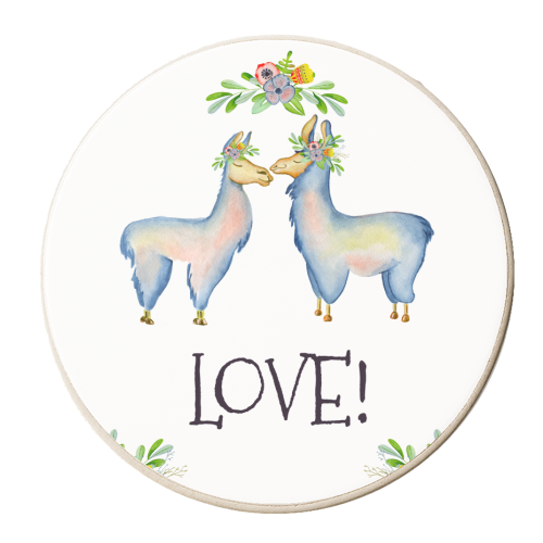 kissing llama - personalised beer coaster by Anastasios Konstantinidis