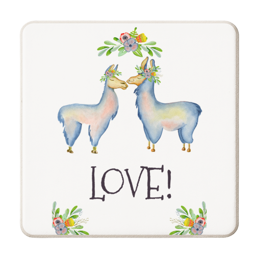 kissing llama - personalised beer coaster by Anastasios Konstantinidis