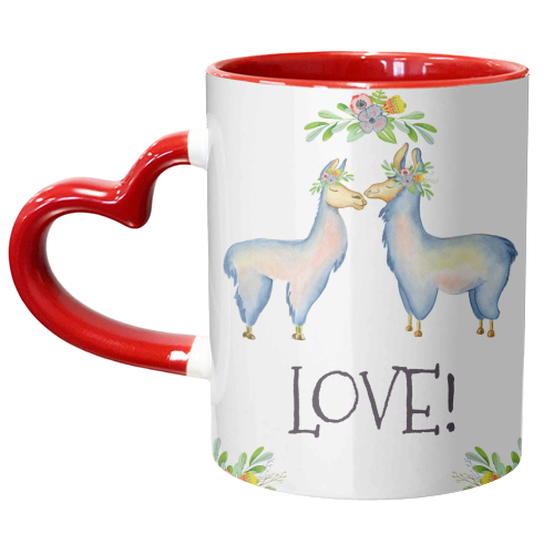 kissing llama - unique mug by Anastasios Konstantinidis