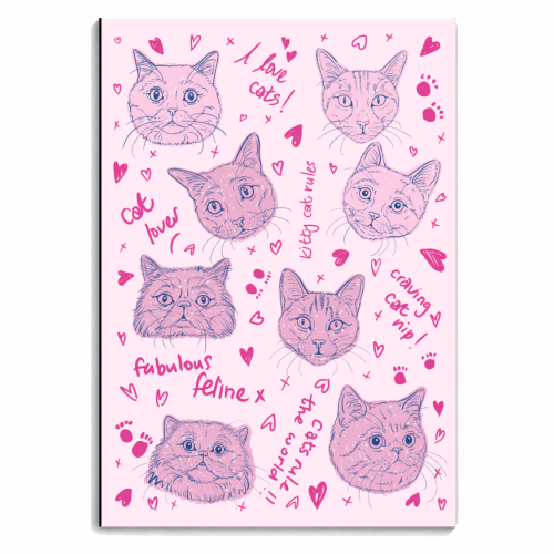 Kitty Cat Hearts & Kisses - personalised A4, A5, A6 notebook by Adam Regester