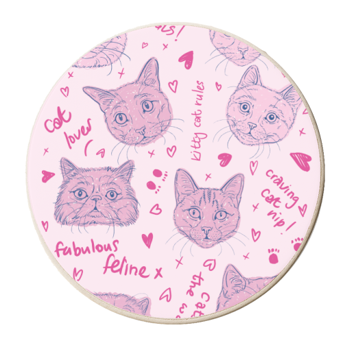 Kitty Cat Hearts & Kisses - personalised beer coaster by Adam Regester