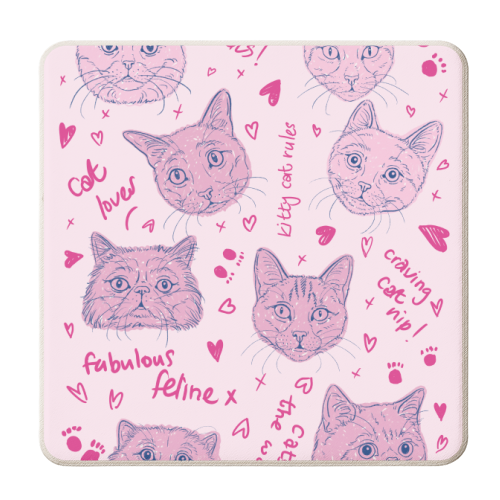 Kitty Cat Hearts & Kisses - personalised beer coaster by Adam Regester