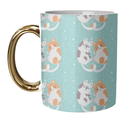 Kitty Cuddles - unique mug by Claire Stamper
