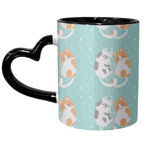 Kitty Cuddles - unique mug by Claire Stamper
