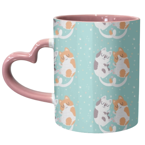 Kitty Cuddles - unique mug by Claire Stamper