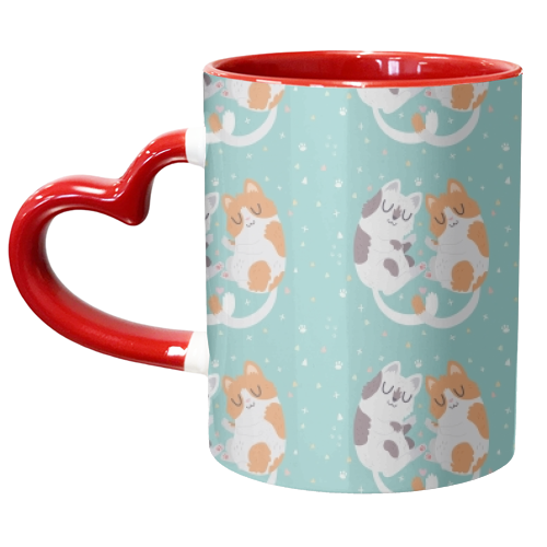 Kitty Cuddles - unique mug by Claire Stamper