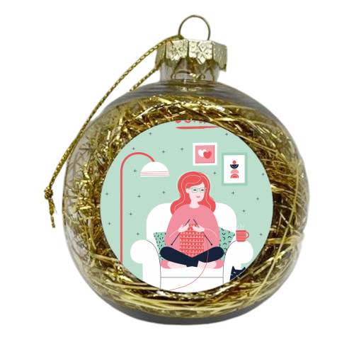 Knitters gonna knit - xmas bauble by Sharon Armstrong