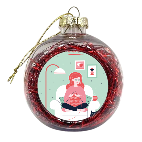 Knitters gonna knit - xmas bauble by Sharon Armstrong