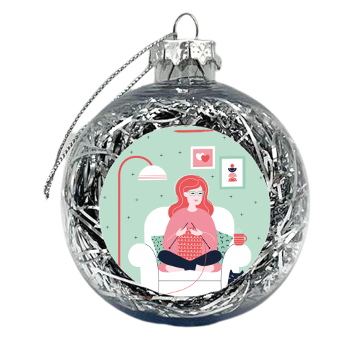 Knitters gonna knit - xmas bauble by Sharon Armstrong