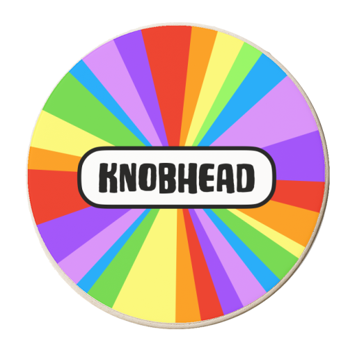Knobhead Rainbow Colourburst - personalised beer coaster by Adam Regester