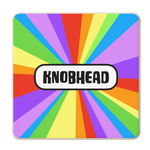 Knobhead Rainbow Colourburst - personalised beer coaster by Adam Regester