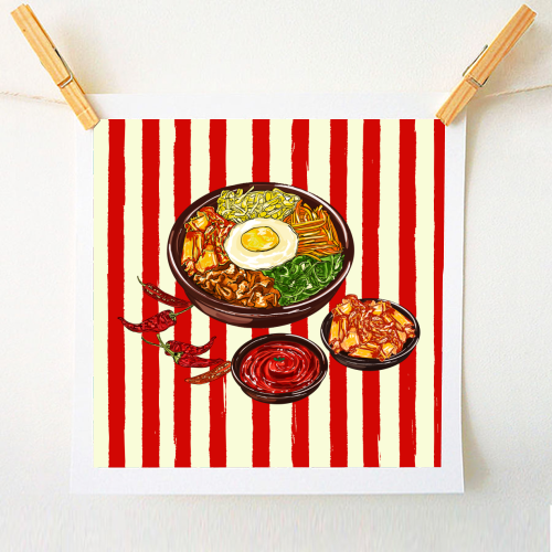 Korean Bibimbap with Kimchi and Gochujang - A1 - A4 art print by EZbie