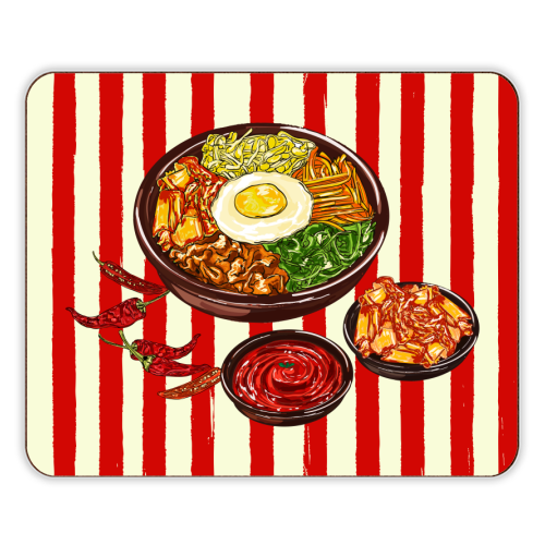 Korean Bibimbap with Kimchi and Gochujang - designer placemat by EZbie