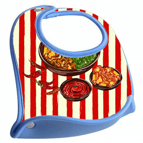 Korean Bibimbap with Kimchi and Gochujang - feeding bib by EZbie