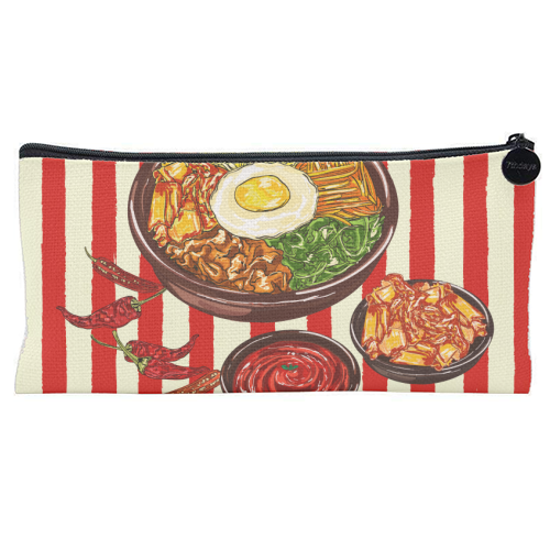Korean Bibimbap with Kimchi and Gochujang - flat pencil case by EZbie