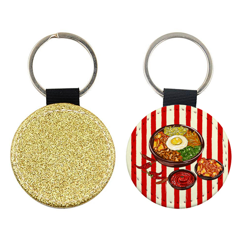 Korean Bibimbap with Kimchi and Gochujang - keyring by EZbie