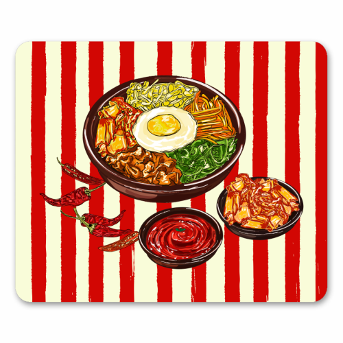 Korean Bibimbap with Kimchi and Gochujang - mouse mat by EZbie