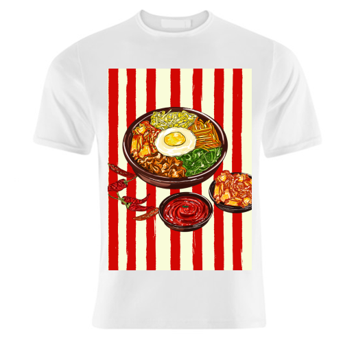Korean Bibimbap with Kimchi and Gochujang - unique t shirt by EZbie
