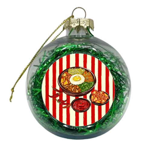 Korean Bibimbap with Kimchi and Gochujang - xmas bauble by EZbie