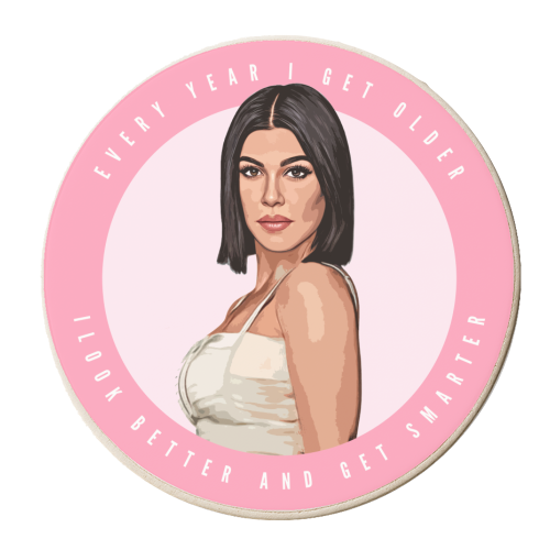 Kourtney - Every time I get older - personalised beer coaster by DOLLY WOLFE