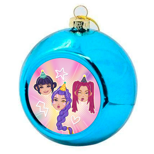 Kpop Demon Hunters - colourful christmas bauble by Loren Grosvenor