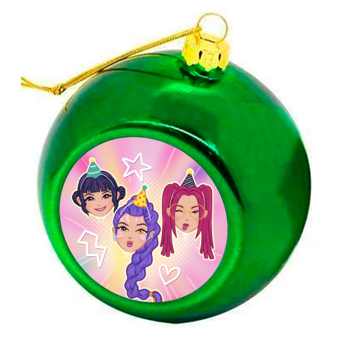 Kpop Demon Hunters - colourful christmas bauble by Loren Grosvenor