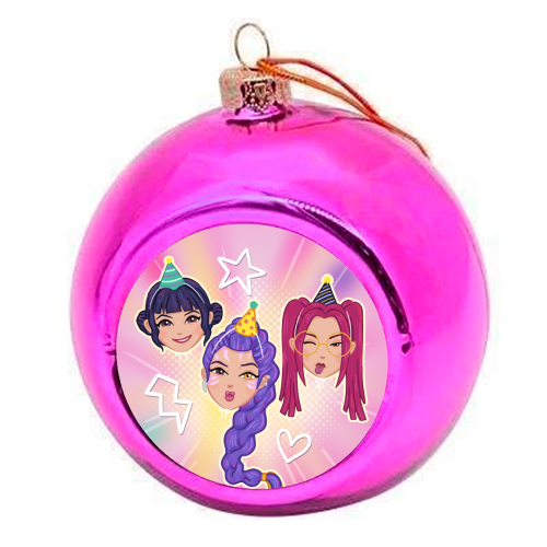 Kpop Demon Hunters - colourful christmas bauble by Loren Grosvenor