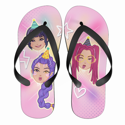 Kpop Demon Hunters - funny flip flops by Loren Grosvenor