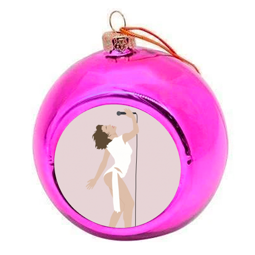 Kylie Minogue - colourful christmas bauble by Cheryl Boland