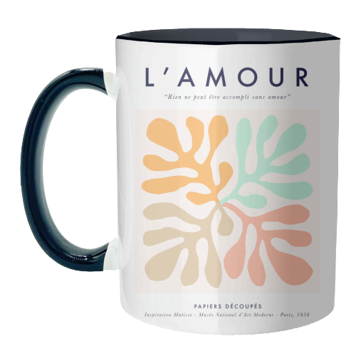 "L' AMOUR", LOVE pastel collage - unique mug by Dominique Vari