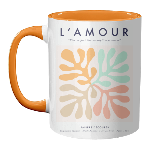 "L' AMOUR", LOVE pastel collage - unique mug by Dominique Vari