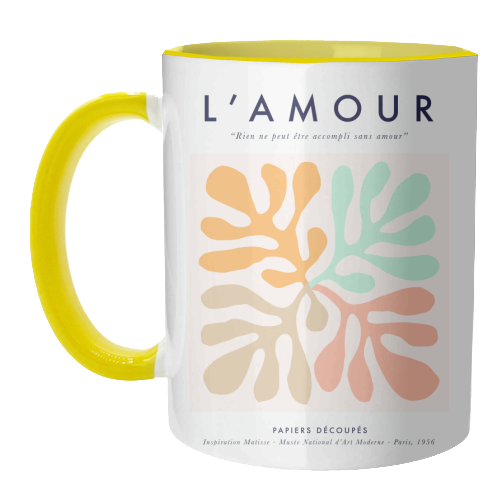 "L' AMOUR", LOVE pastel collage - unique mug by Dominique Vari