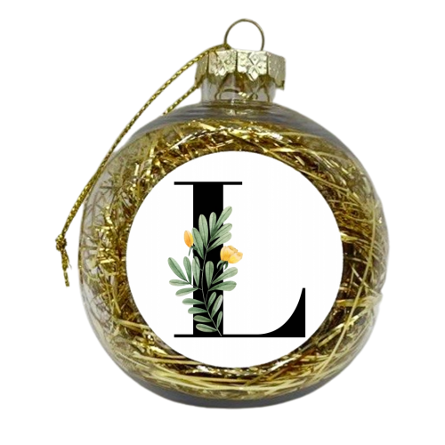 L Floral Letter Initial - xmas bauble by Toni Scott