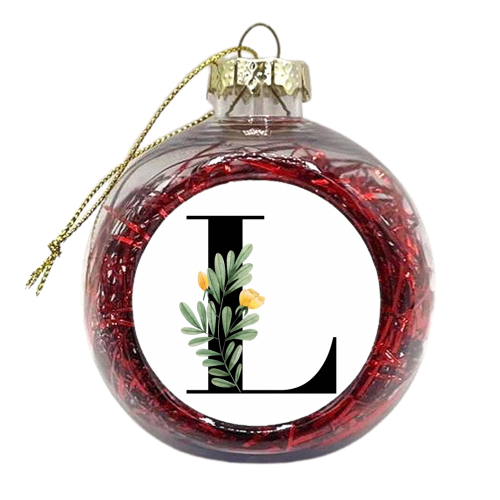 L Floral Letter Initial - xmas bauble by Toni Scott