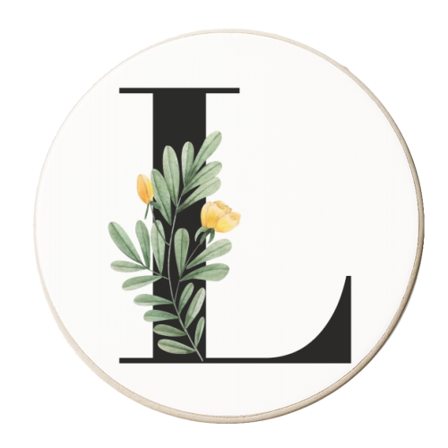 L Floral Letter Initial - personalised beer coaster by Toni Scott