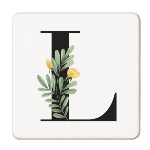 L Floral Letter Initial - personalised beer coaster by Toni Scott