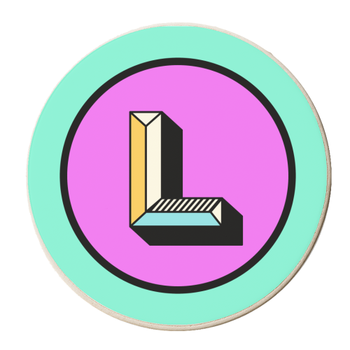 L - Personalised Bold Colour Block Alphabet Letter Initial - personalised beer coaster by AbiGoLucky