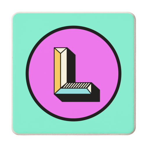 L - Personalised Bold Colour Block Alphabet Letter Initial - personalised beer coaster by AbiGoLucky