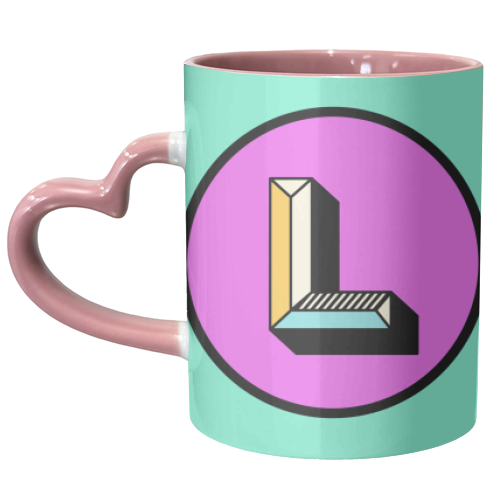 L - Personalised Bold Colour Block Alphabet Letter Initial - unique mug by AbiGoLucky