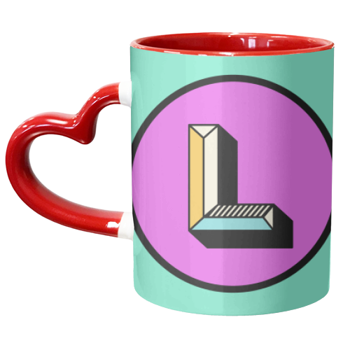 L - Personalised Bold Colour Block Alphabet Letter Initial - unique mug by AbiGoLucky
