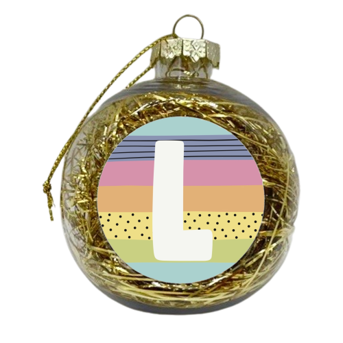L - personalised initial letter modern rainbow - xmas bauble by Giddy Kipper