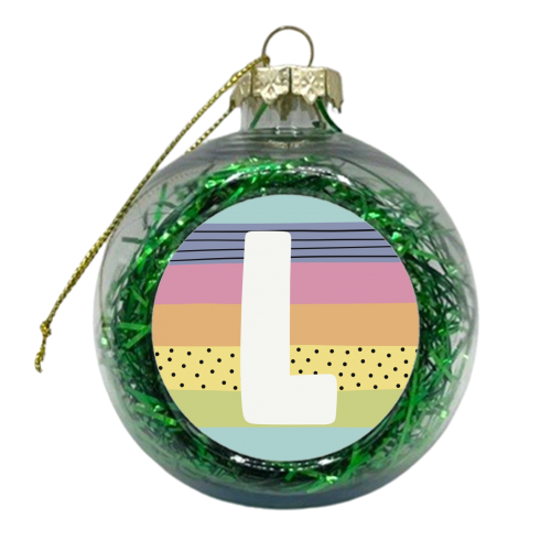 L - personalised initial letter modern rainbow - xmas bauble by Giddy Kipper