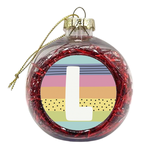 L - personalised initial letter modern rainbow - xmas bauble by Giddy Kipper